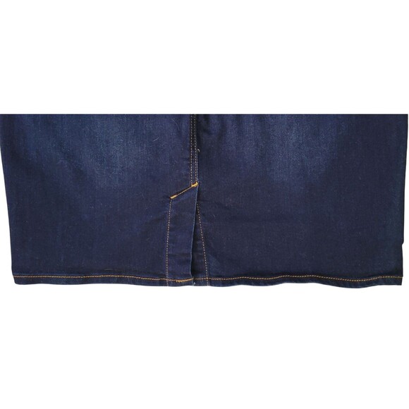 APT 9 Tummy Control Denim Pencil Skirt Sz 14 Dark Wash Stretch Pockets Back Slit - Picture 4 of 6